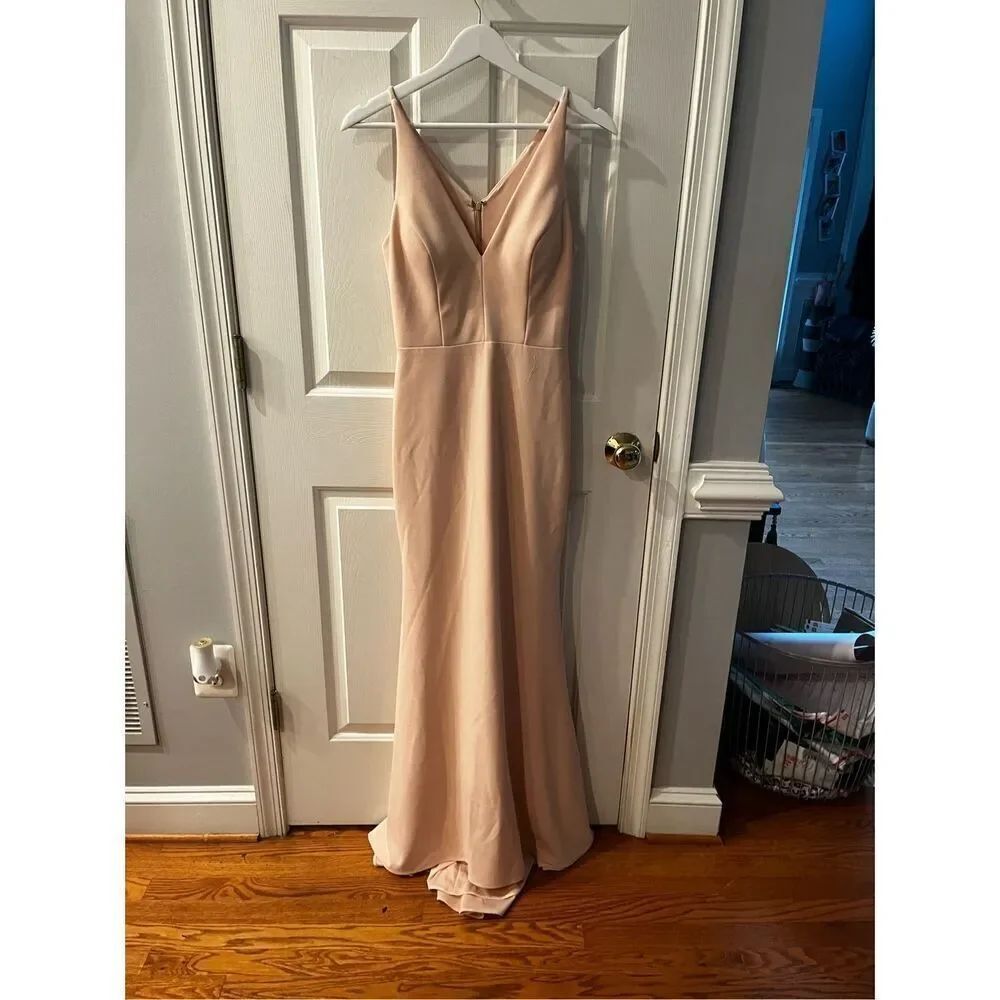 BHLDN Blush Pink Sleeveless Gown Wedding Bridesmaid sz 4 EUC